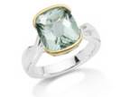 Ladies SS/18K Yellow Gold Green Amethyst Ring - Opportunity!