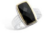 Ladies SS/18K Yellow Gold Onyx Ring - Opportunity!