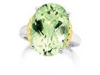 Ladies SS/18K Yellow Gold Green Amethyst Ring - Opportunity!