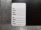 White Garment Tags Perforated 2 Part Unstrung Merchandise - Opportunity