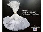 Size #6 Small Blank White Merchandise Price Tags w/ String - Opportunity
