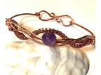 Antique Copper Bangle with Amethyst Bead