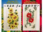 2 Vintage Seasonal Kay Dee Linen Tea Towel Banners