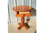 Small Oval, One of a Kind, Oak, Sculpted Pedestal Table with - Opportunity