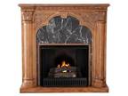 Southern Enterprises Savino 42 in. Gel Fuel Fireplace in Old World Oak -