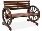 2-Person Wooden Wagon Wheel Bench for Patio, Garden - Opportunity