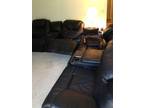5-piece black leather reclining sectional - - Opportunity