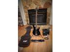 ESP Black Bass Guitar with Amp, Gig Bag, Tuner, Leather Strap & More -