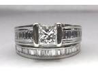 SUPER NICE~ 1.62 CT Princess Diamond Engagement Ring Band Wedding Set -