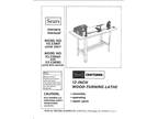 Owners Manual Sears Craftsman 12-inch Wood Turning Lathe