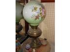 1930's painted globe hurricane lamp - - Opportunity