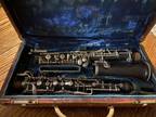 Vintage Linton Elkhart Wooden Oboe Clarinet With Aligator Case. ZRS