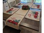 Set of 4 Merry Christmas Red Truck Placemats With Table