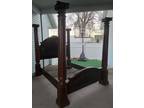 Wood Canopy Bed Frame Queen Size Large Heavy Pickup Only - Opportunity