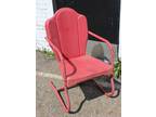 Vintage Metal Lawn Patio Chair Scalloped Full Size Red - - Opportunity