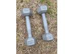 Vintage York Cast Iron Pair of 5lb Dumbbells Hex 10 Total - Opportunity