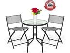 3-Piece Patio Bistro Dining Furniture Set with Glass Table - Opportunity