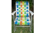 Vintage Aluminum Folding Rocking Lawn Chair / Woven Web &