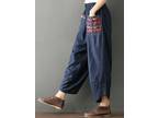 ZARA Casual Cotton Blue with Painted Tribal Pockets Pants