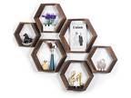 Hexagonal Floating Shelves Wall Mounted Set of 6 Wood - Opportunity