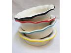 Set of 4 Individual Ceramic Pie Pans Ribbed Design - Opportunity!