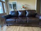 Ashley Furniture Beautiful Brown Leather Sofa and Loveseat