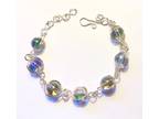 Silver Wire Wrapped Iridescent Bead Bracelet