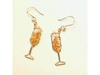 Gold Wire Wrap Champagne Glass Earrings