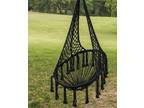 Macrame Hammock Chair, Cotton Blend Black, Size 47”H x - Opportunity
