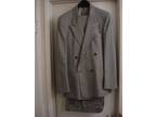 Men's Sharp Doubled Breasted Gray Suit ~ Like New 42r !