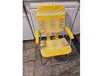 Vintage Yellow Folding Lawn Chair. Short to the ground. - Opportunity