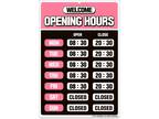 GEEKBEAR Opening Hours Sign 03. Pink � Business Hours Sign - Opportunity