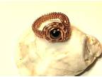 Wire wrap Adjustable Copper Ring with Gemstone