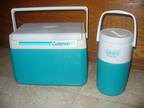 COLEMAN 10 COOLER Ice Chest & POLYLITE COMBO TEAL COLOR