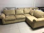 Pottery Barn Pearce Couch Oat Everyday Suede round arm - Opportunity