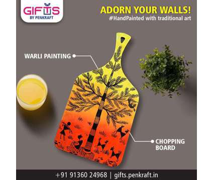 Decorative Chopping board by Penkraft- exclusively hand-painted in Warli Paintin is a Artworks for Sale in Thane MH