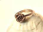 Copper Wire Wrap Rose Ring Oxidized