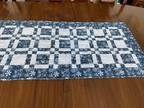 New Handmade Navy and White Quilted Snowflake Table Runner - Opportunity
