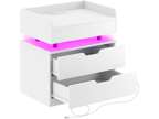 Rolanstar Nightstand with Charging Station and LED Lights