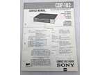 Original OEM Sony CDP-102 Service Manual Repair Compact Disc