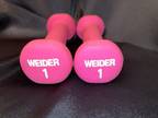 Pair of Weider 1 lb Pink Neoprene Coated Dumbbell Hand - Opportunity