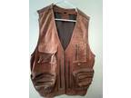 Vintage Brown Leather Fishing/ Hunting Vest 6 Pockets XXL - Opportunity