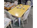 Country Kitchen Dining Room Table & 5 Chairs - Painted White
