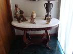 Marble top Oval Table Antique Unique Solid Wood Excellent - Opportunity