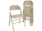 Steel Folding Chair (4 Pack) Beige Strong High Quality New - Opportunity