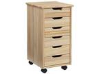Cary Six Drawer Rolling Storage Cart, Natural - Opportunity
