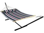 Large Quilted Fabric Hammock with Steel Stand - Nautical - Opportunity