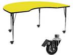 Height-Adj Kidney-Shaped Activity Table w/Casters Ylw - Opportunity