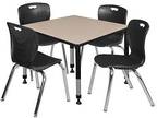 Kee 42" Square Height Adjustable Classroom Table & 4 Andy - Opportunity