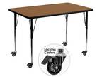 Adjustable Height Rectangular Activity Table w/Casters Oak - Opportunity